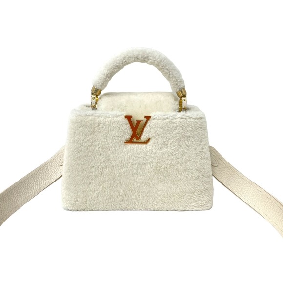 Louis Vuitton Mouton Capucines Shoulder Leather Fur BB Bag White